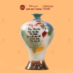 Lọ Tuyết Mai Men Chảy Vẽ Thư Pháp